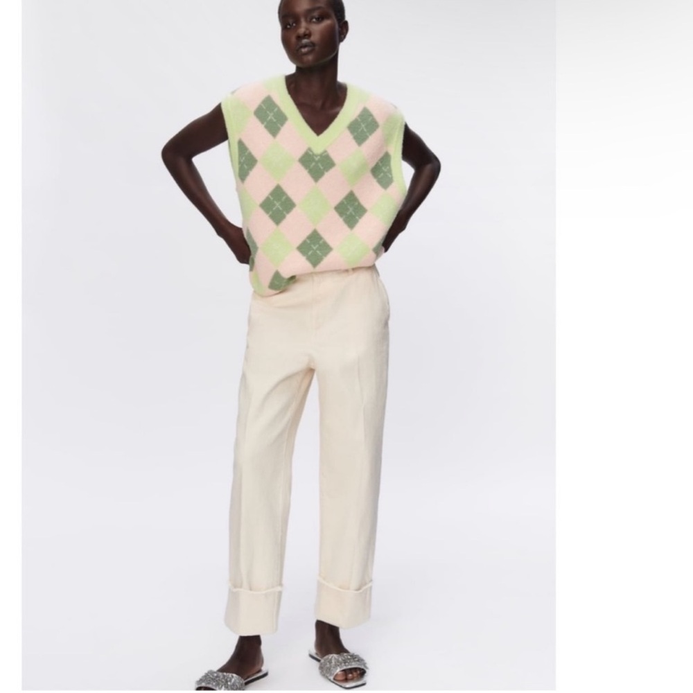 Zara Knit Argyle Sweater Vest
